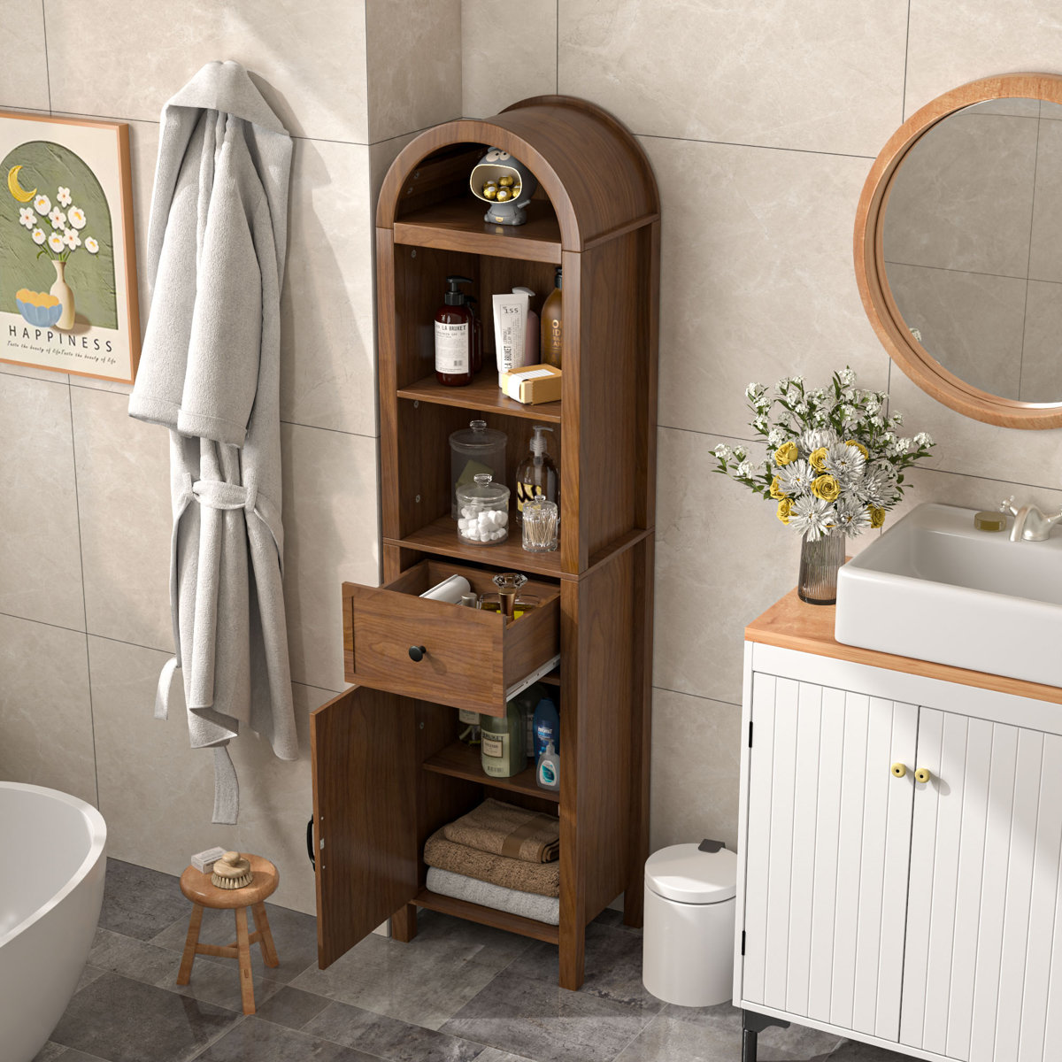 Lark Manor™ Freestanding Bathroom Cabinet, Narrow Tall Bathroom Storage ...